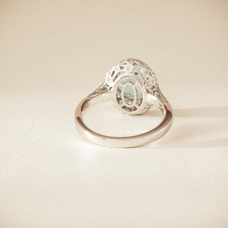 18ct White Gold 2.35ct Aquamarine & Diamond Dulce Ring - Ring - Walker & Hall