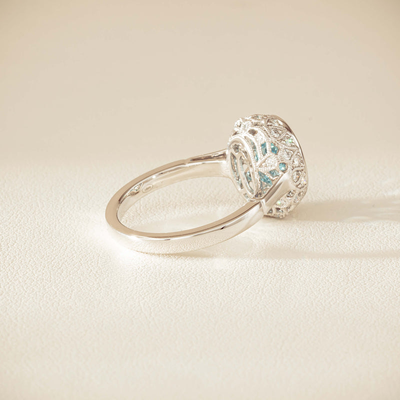 18ct White Gold 2.35ct Aquamarine & Diamond Dulce Ring - Ring - Walker & Hall