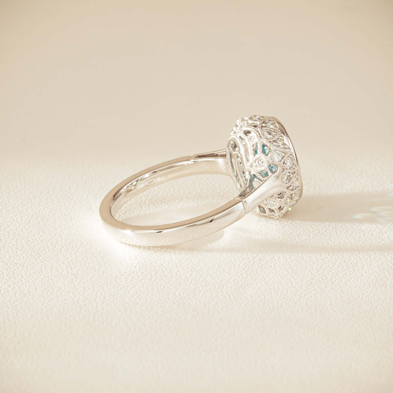 18ct White Gold 2.35ct Aquamarine & Diamond Dulce Ring - Ring - Walker & Hall