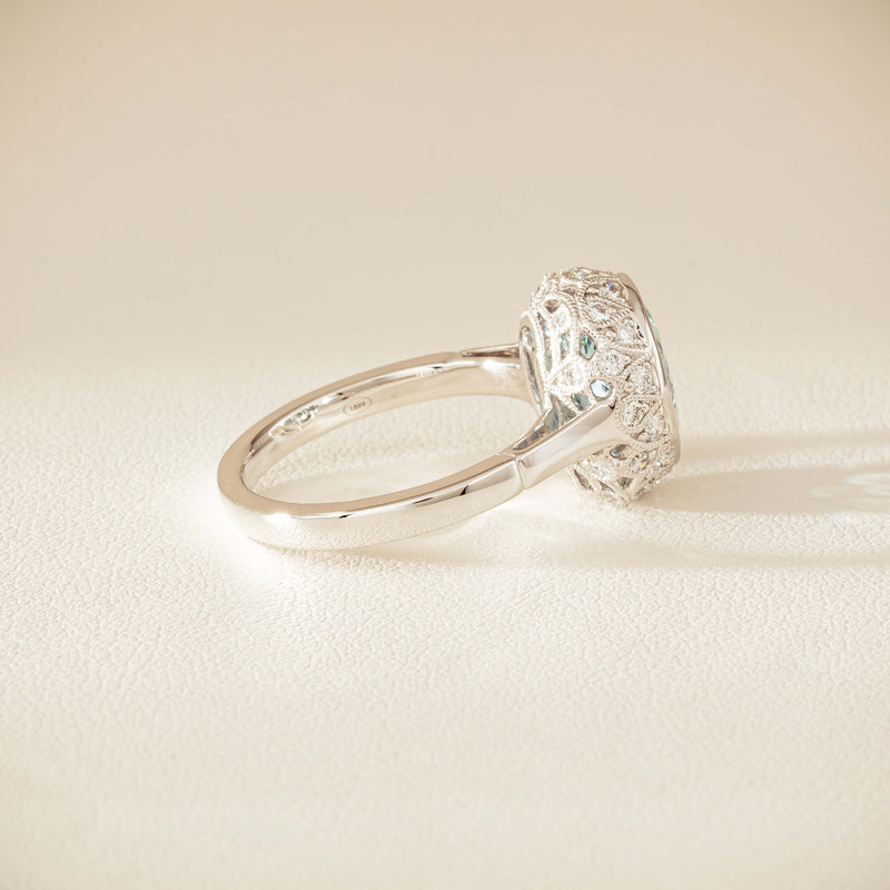 18ct White Gold 2.35ct Aquamarine & Diamond Dulce Ring - Ring - Walker & Hall