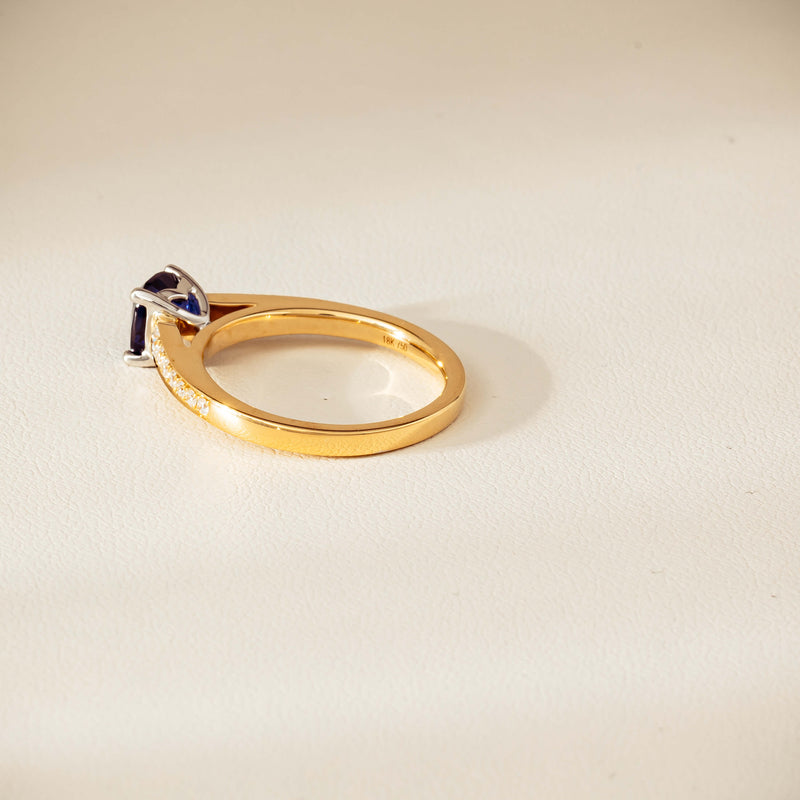 18ct Yellow Gold 1.55ct Sapphire & Diamond Vantage Ring - Ring - Walker & Hall