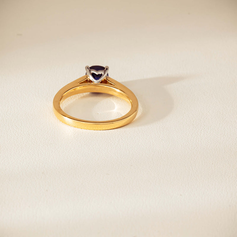 18ct Yellow Gold 1.55ct Sapphire & Diamond Vantage Ring - Ring - Walker & Hall