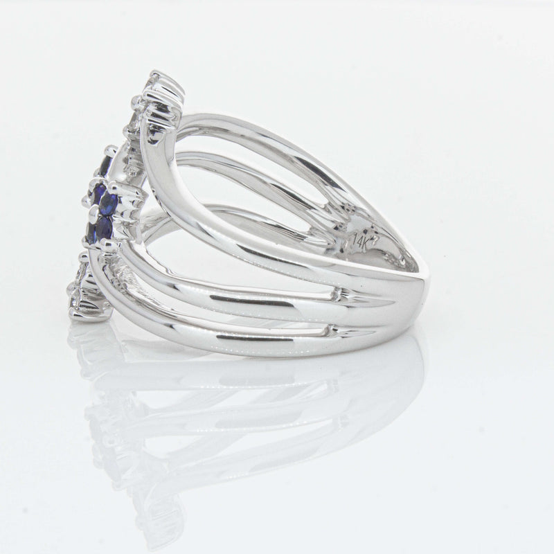 Deja Vu 14ct White Gold .24ct Sapphire & Diamond Floral Ring - Ring - Walker & Hall