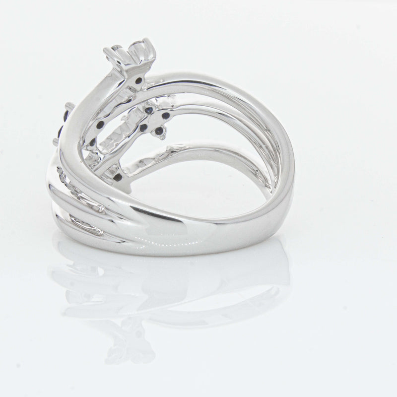 Deja Vu 14ct White Gold .24ct Sapphire & Diamond Floral Ring - Ring - Walker & Hall