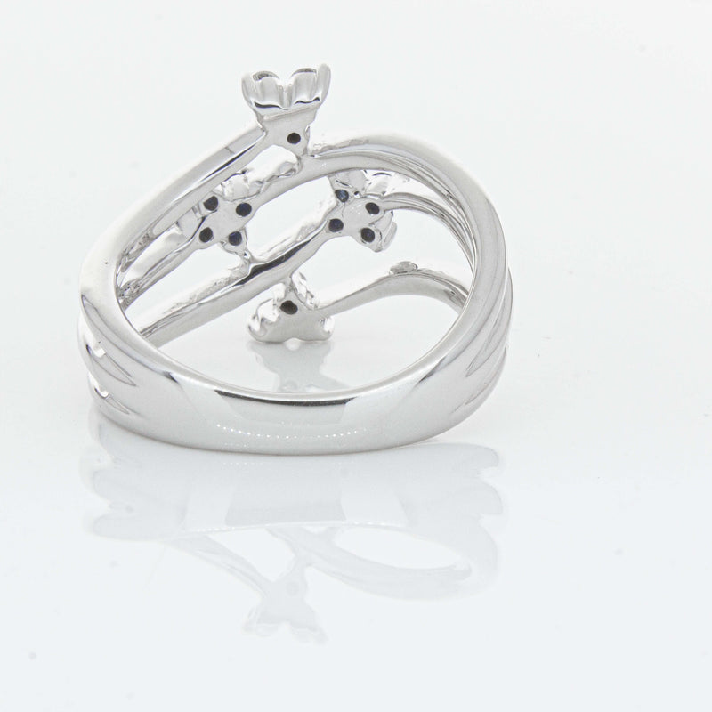 Deja Vu 14ct White Gold .24ct Sapphire & Diamond Floral Ring - Ring - Walker & Hall