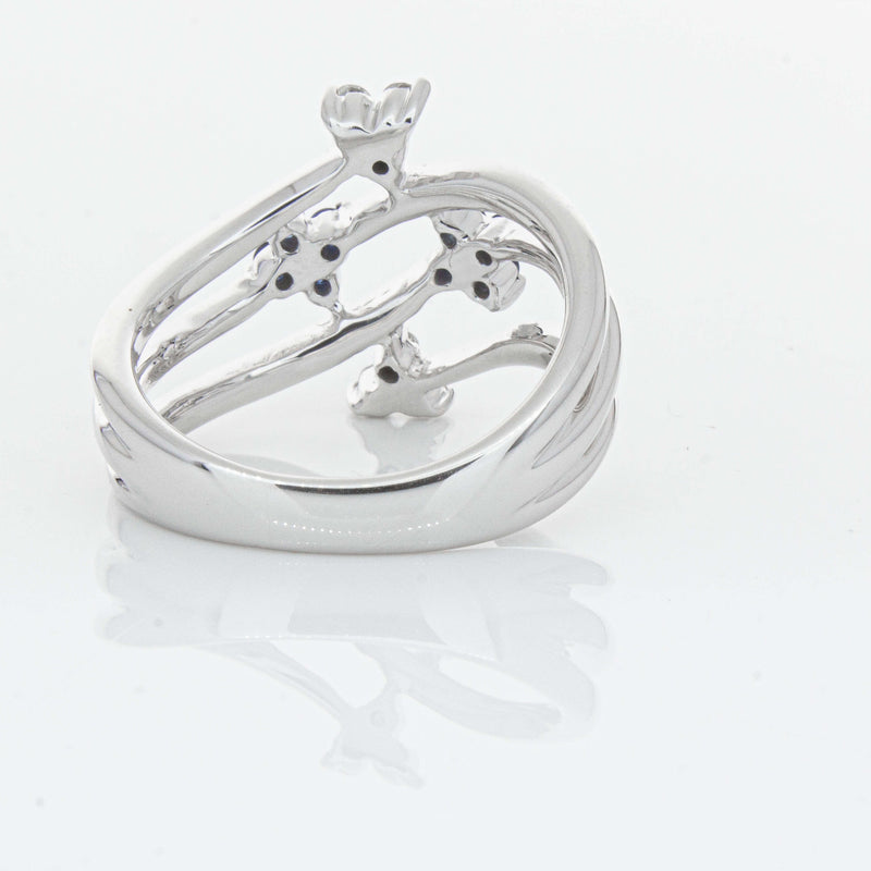 Deja Vu 14ct White Gold .24ct Sapphire & Diamond Floral Ring - Ring - Walker & Hall