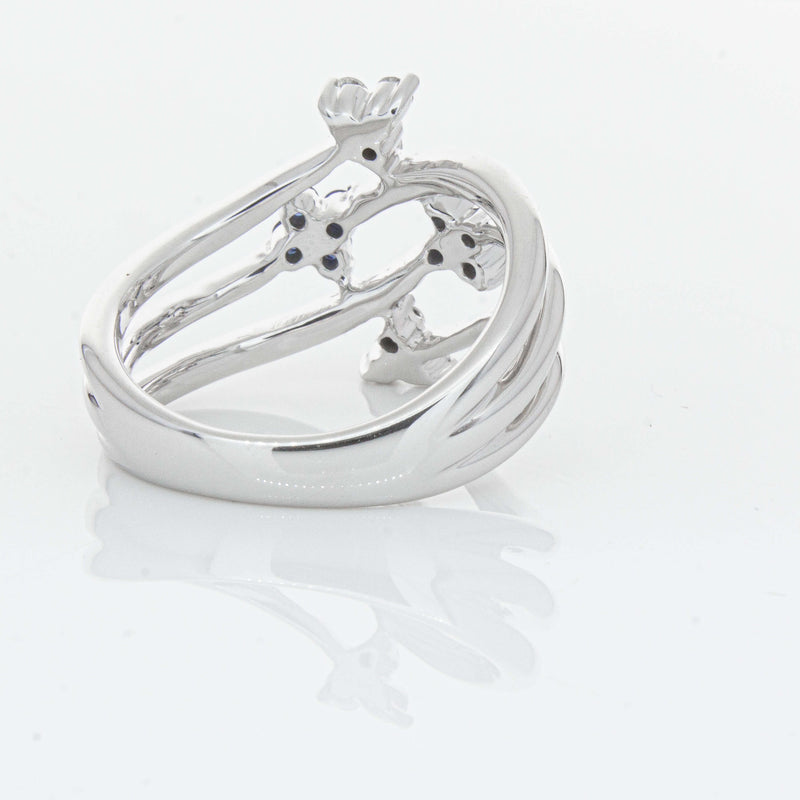 Deja Vu 14ct White Gold .24ct Sapphire & Diamond Floral Ring - Ring - Walker & Hall
