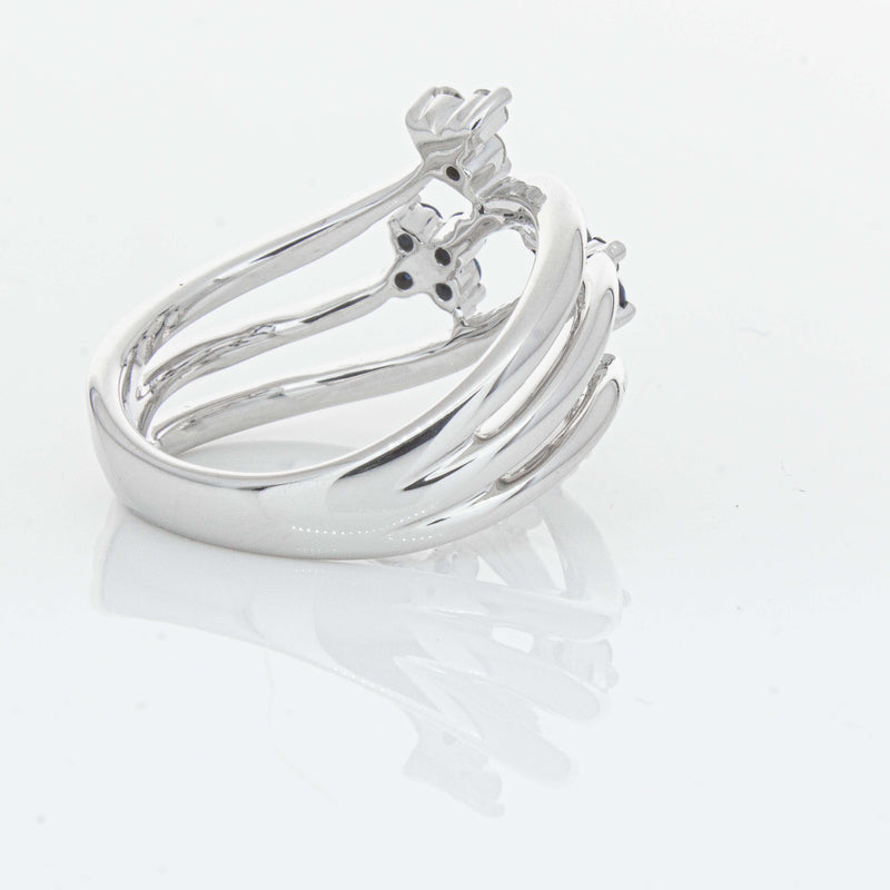 Deja Vu 14ct White Gold .24ct Sapphire & Diamond Floral Ring - Ring - Walker & Hall