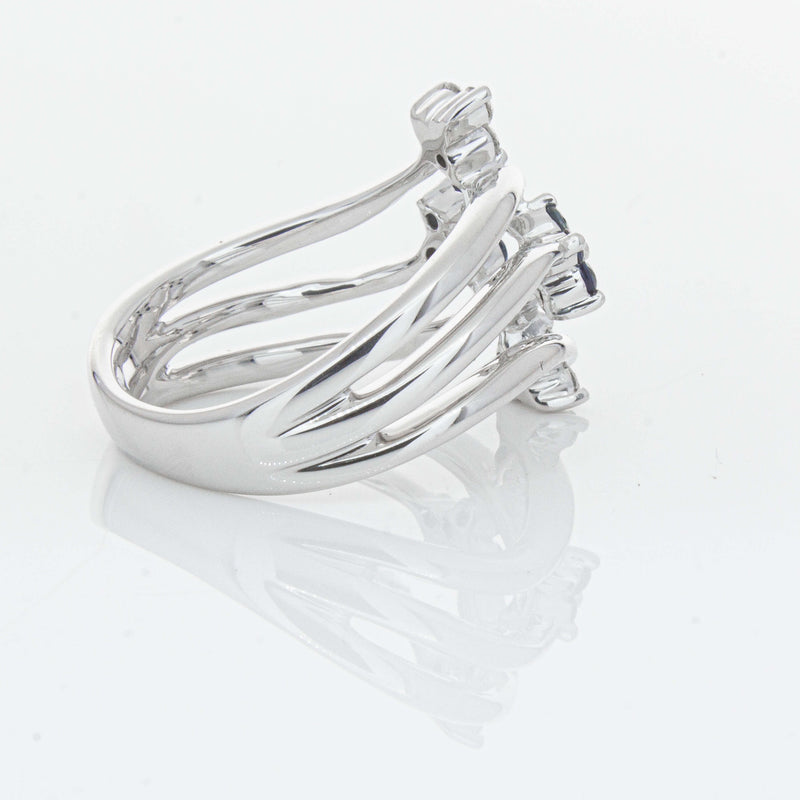 Deja Vu 14ct White Gold .24ct Sapphire & Diamond Floral Ring - Ring - Walker & Hall