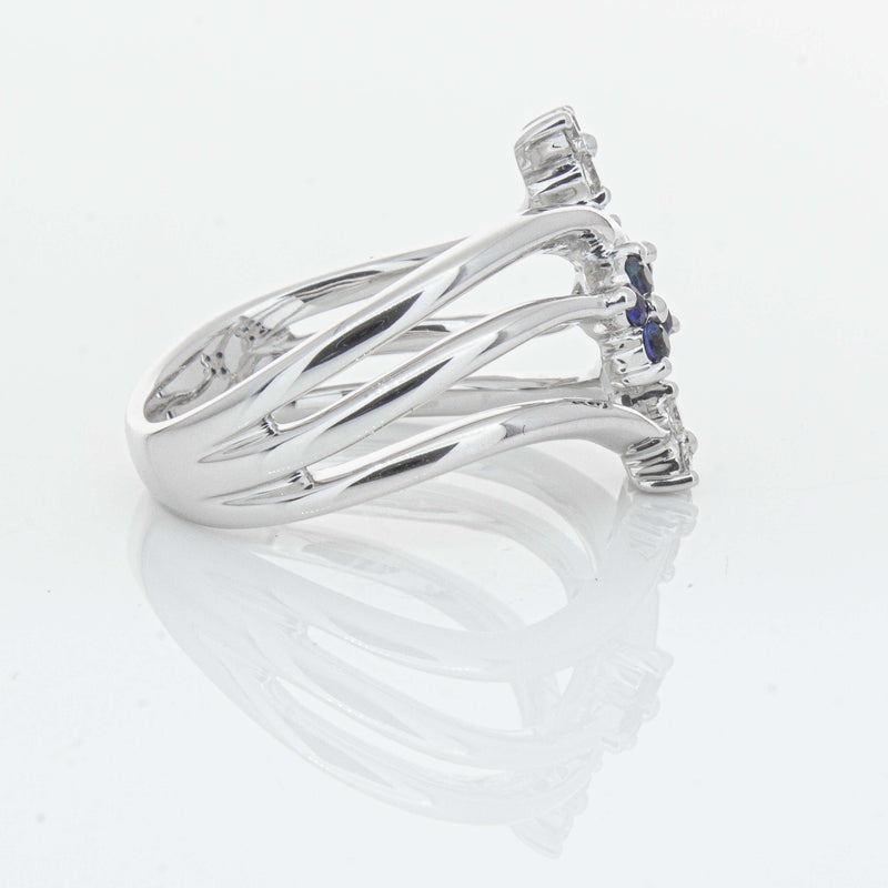 Deja Vu 14ct White Gold .24ct Sapphire & Diamond Floral Ring - Ring - Walker & Hall