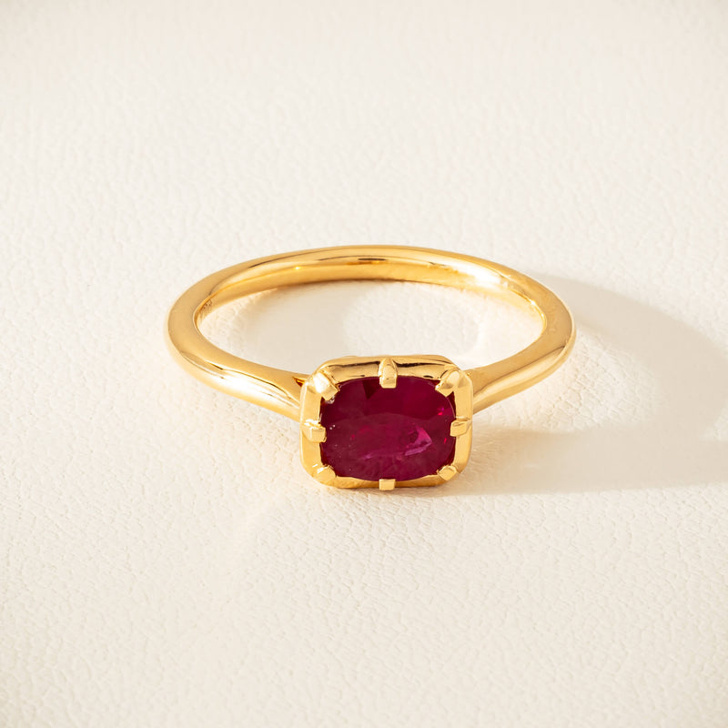 18ct Yellow Gold 1.02ct Ruby Solitaire Ring - Ring - Walker & Hall