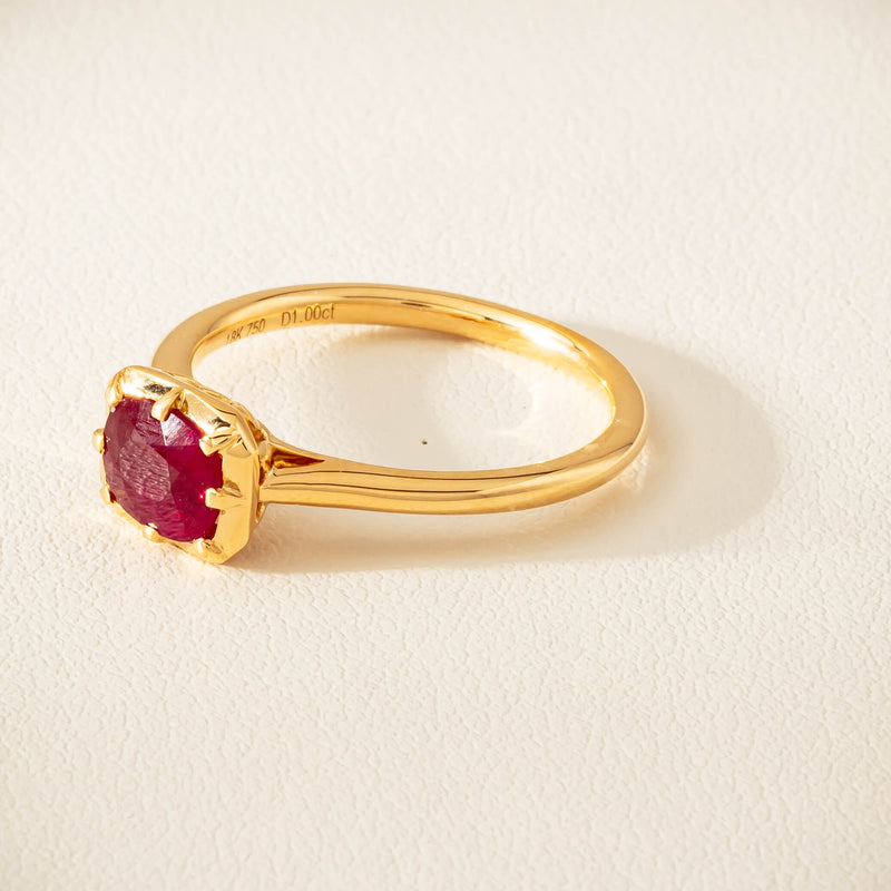 18ct Yellow Gold 1.02ct Ruby Solitaire Ring - Ring - Walker & Hall