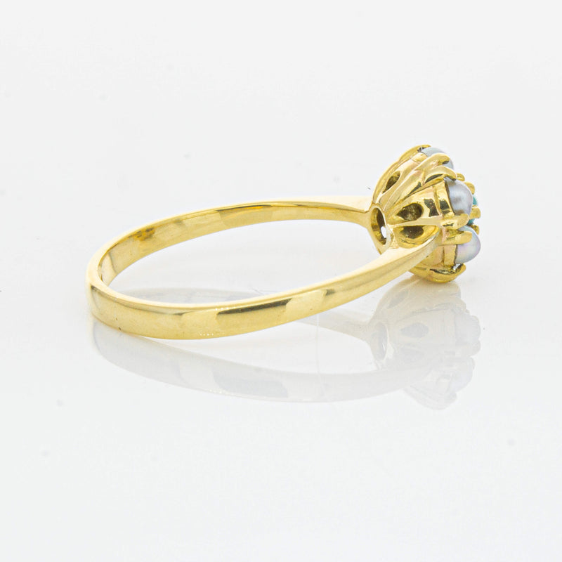 Deja Vu 18ct Yellow Gold Turquoise and Seed Pearl Ring - Ring - Walker & Hall