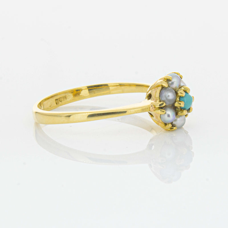 Deja Vu 18ct Yellow Gold Turquoise and Seed Pearl Ring - Ring - Walker & Hall