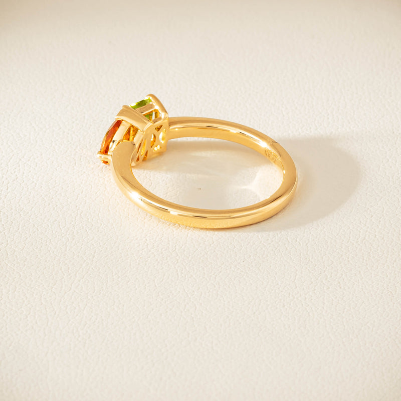 18ct Yellow Gold Peridot & Citrine Toi et Moi Ring - Ring - Walker & Hall