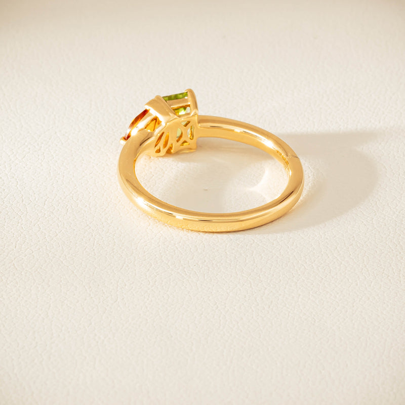 18ct Yellow Gold Peridot & Citrine Toi et Moi Ring - Ring - Walker & Hall