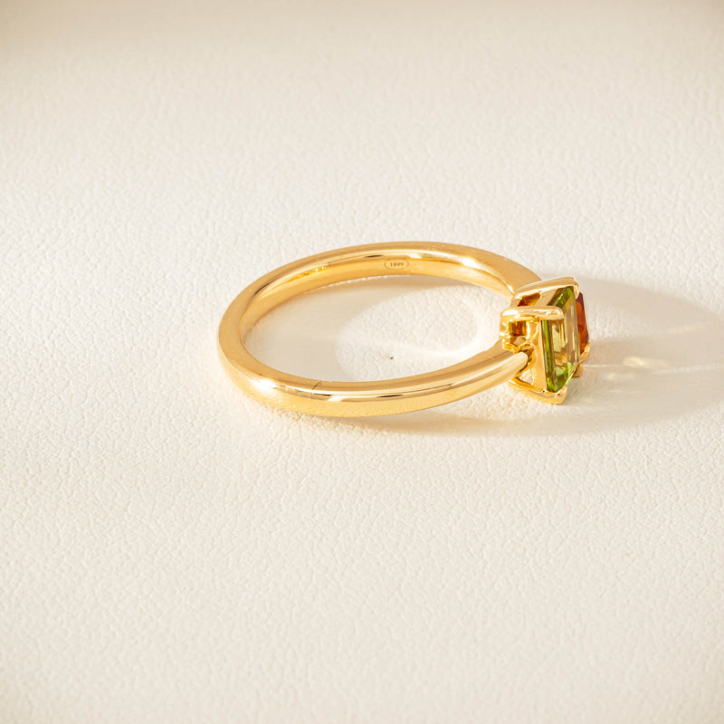 18ct Yellow Gold Peridot & Citrine Toi et Moi Ring - Ring - Walker & Hall