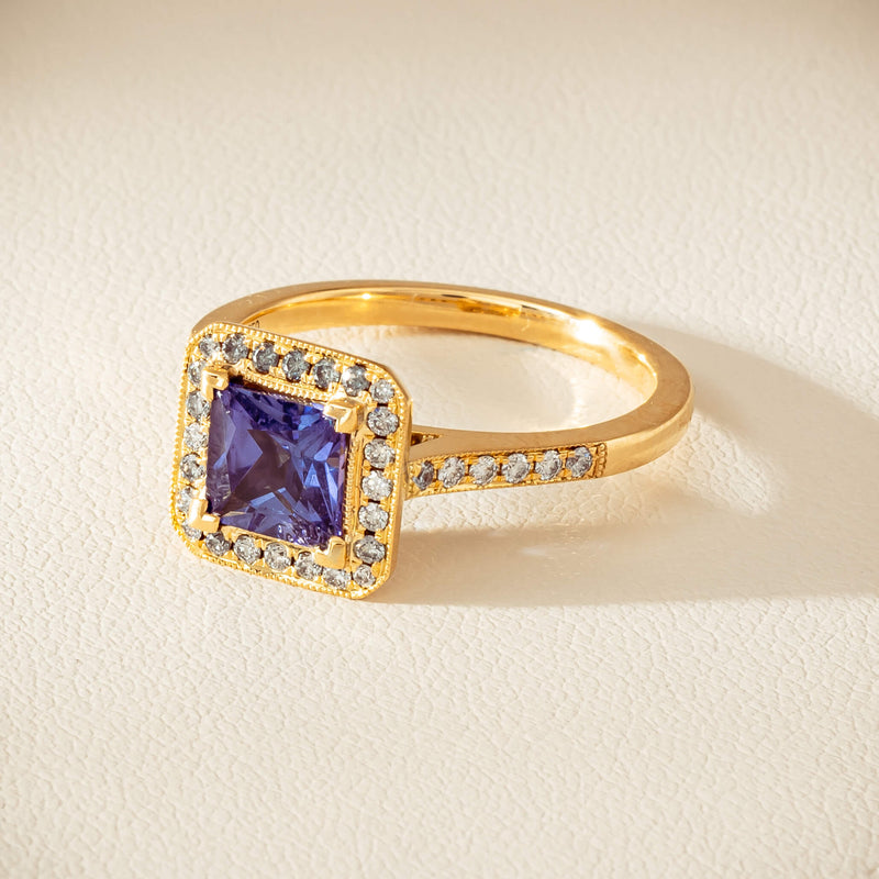 18ct Yellow Gold 1.15ct Tanzanite & Diamond Mandalay Ring - Ring - Walker & Hall