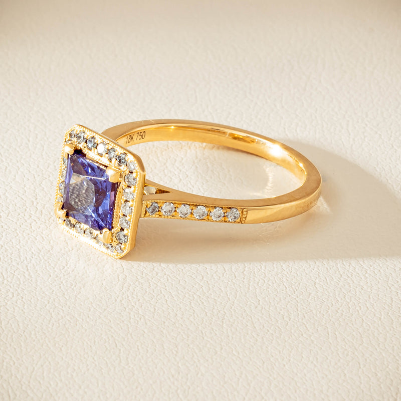 18ct Yellow Gold 1.15ct Tanzanite & Diamond Mandalay Ring - Ring - Walker & Hall