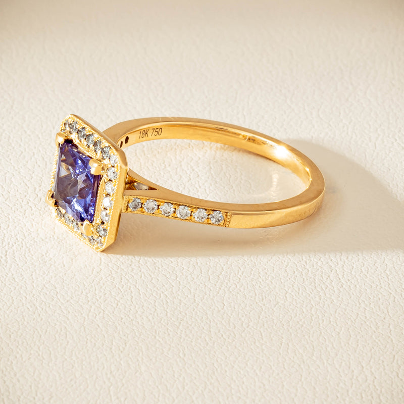18ct Yellow Gold 1.15ct Tanzanite & Diamond Mandalay Ring - Ring - Walker & Hall