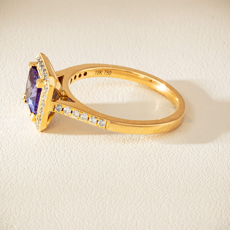 18ct Yellow Gold 1.15ct Tanzanite & Diamond Mandalay Ring - Ring - Walker & Hall