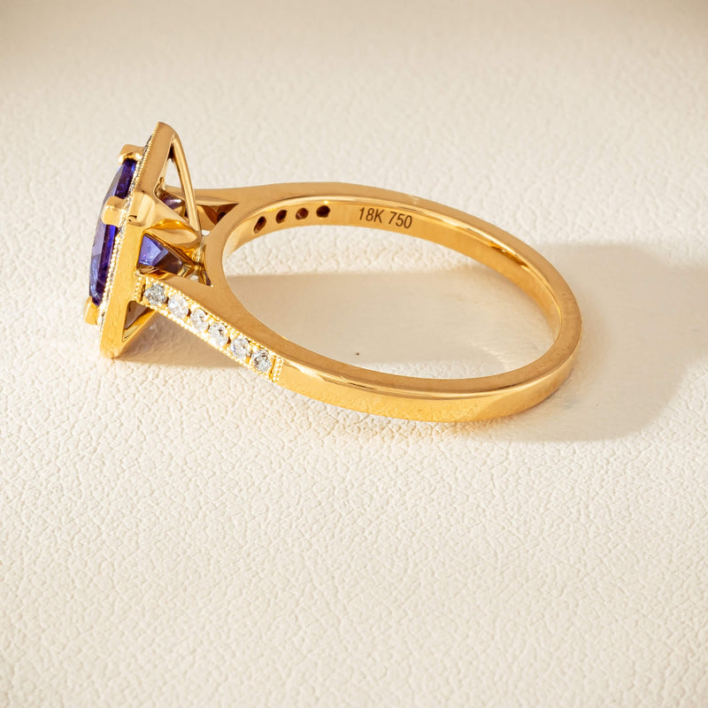 18ct Yellow Gold 1.15ct Tanzanite & Diamond Mandalay Ring - Ring - Walker & Hall