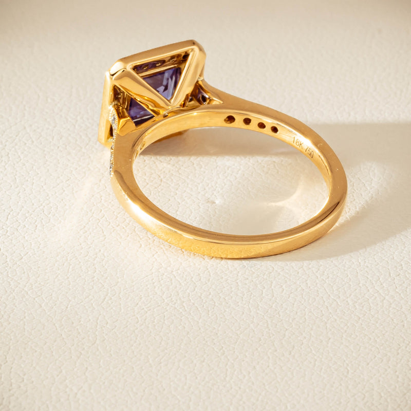 18ct Yellow Gold 1.15ct Tanzanite & Diamond Mandalay Ring - Ring - Walker & Hall