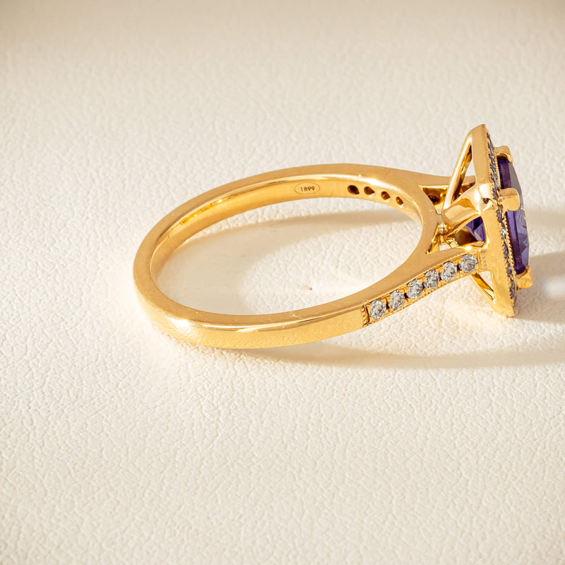 18ct Yellow Gold 1.15ct Tanzanite & Diamond Mandalay Ring - Ring - Walker & Hall