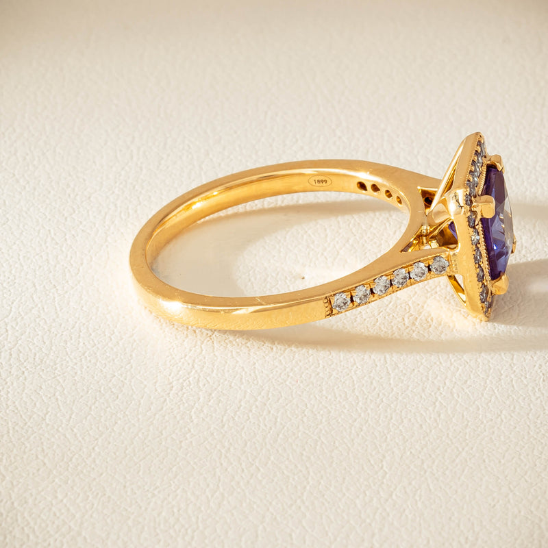 18ct Yellow Gold 1.15ct Tanzanite & Diamond Mandalay Ring - Ring - Walker & Hall