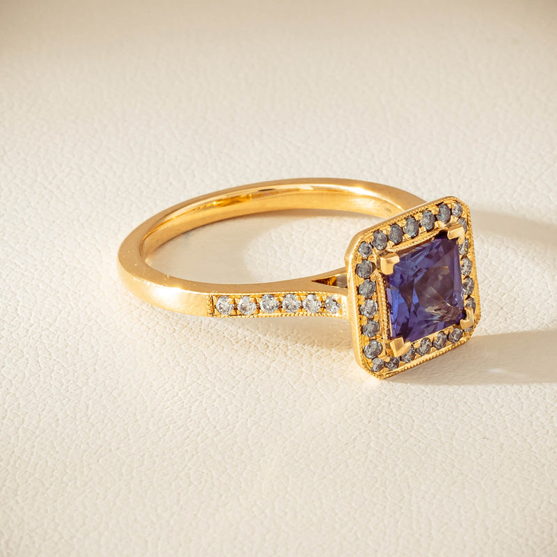 18ct Yellow Gold 1.15ct Tanzanite & Diamond Mandalay Ring - Ring - Walker & Hall