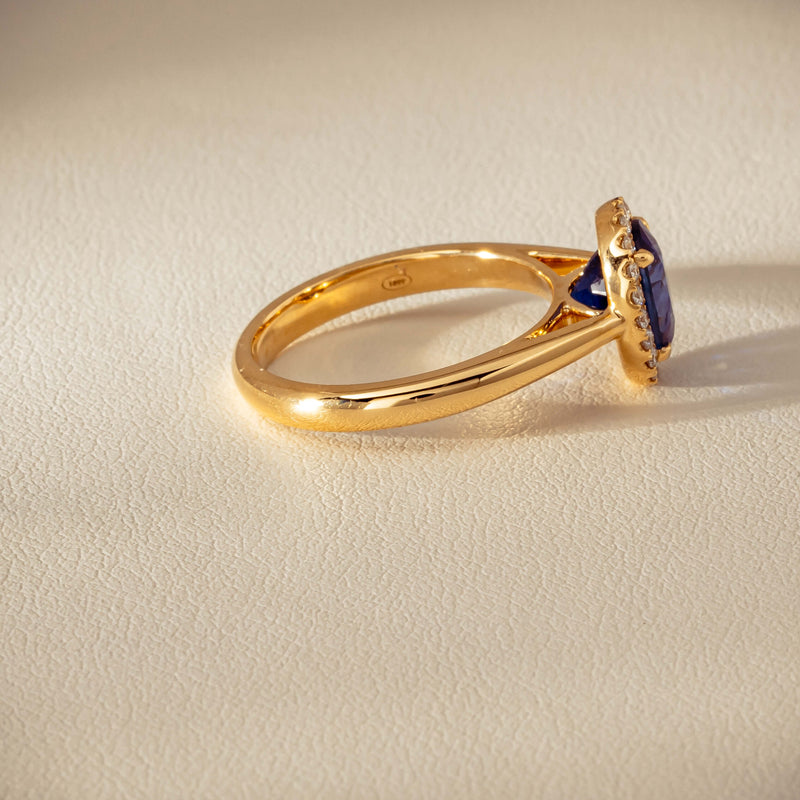 18ct Yellow Gold 2.46ct Sapphire & Diamond Nina Ring - Ring - Walker & Hall