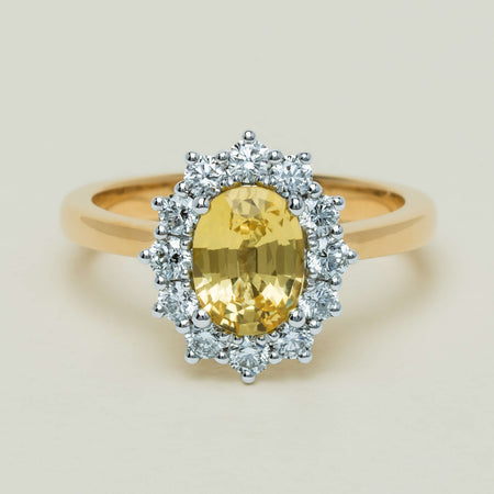 18ct Yellow Gold 1.51ct Yellow Sapphire & Diamond Belle Ring - Ring - Walker & Hall