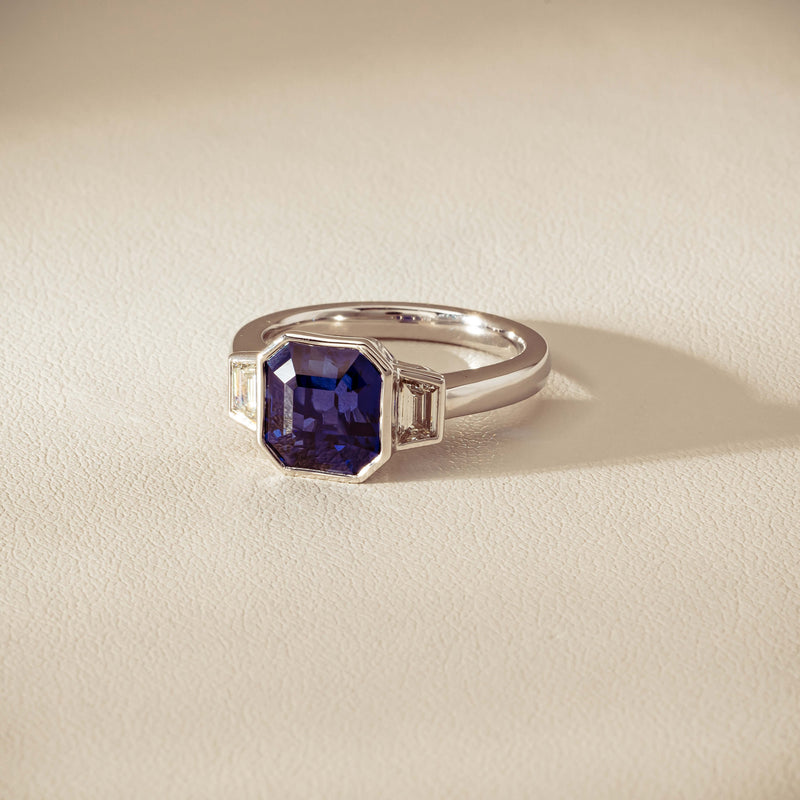 Platinum 5.06ct Sapphire & Diamond Ring - Ring - Walker & Hall