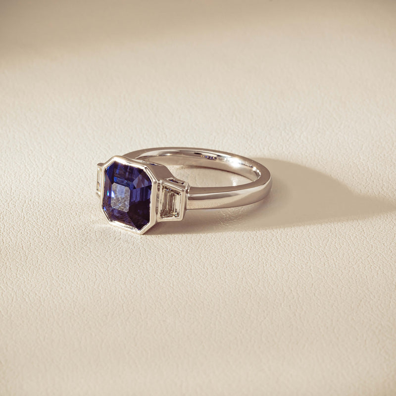 Platinum 5.06ct Sapphire & Diamond Ring - Ring - Walker & Hall