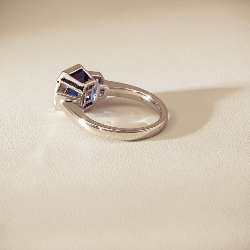 Platinum 5.06ct Sapphire & Diamond Ring - Ring - Walker & Hall