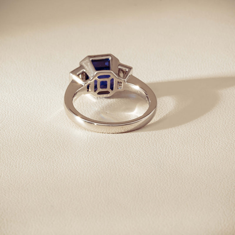 Platinum 5.06ct Sapphire & Diamond Ring - Ring - Walker & Hall