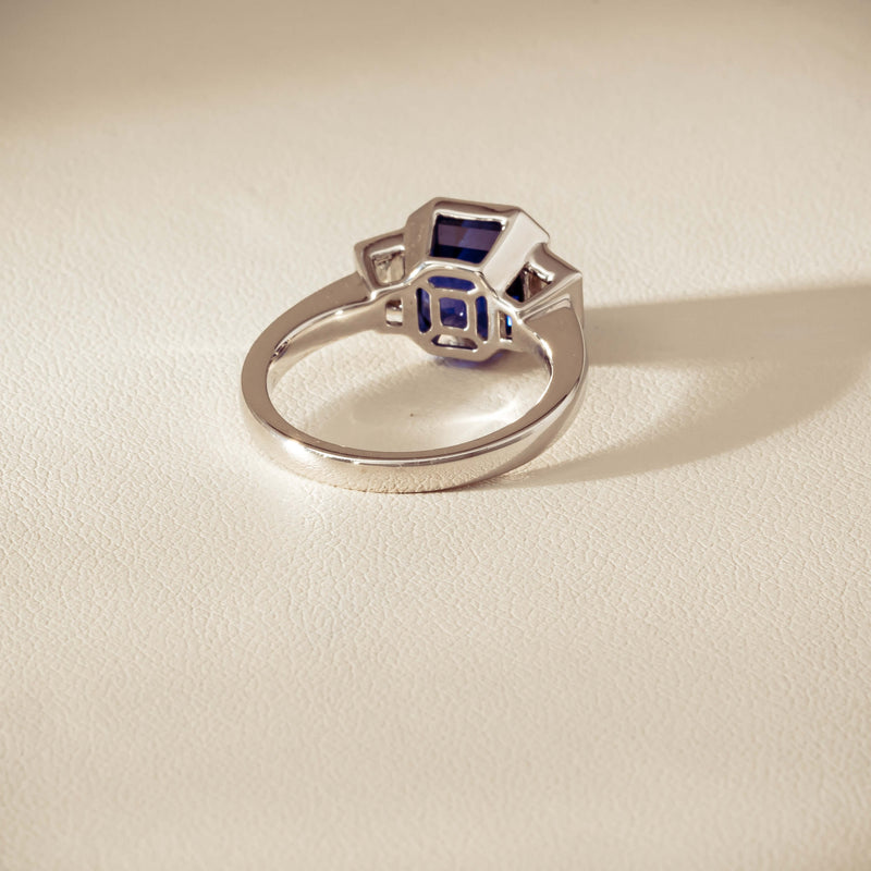 Platinum 5.06ct Sapphire & Diamond Ring - Ring - Walker & Hall