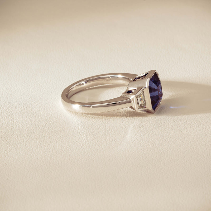 Platinum 5.06ct Sapphire & Diamond Ring - Ring - Walker & Hall