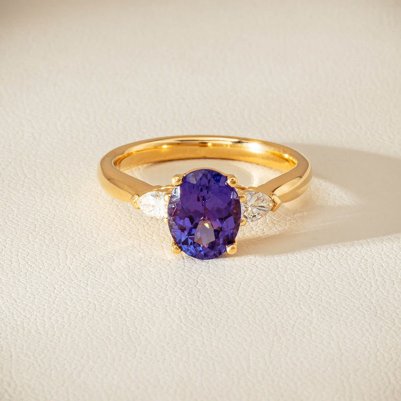 18ct Yellow Gold 2.04ct Tanzanite & Diamond Ayla Ring - Ring - Walker & Hall
