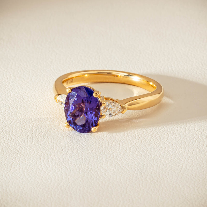 18ct Yellow Gold 2.04ct Tanzanite & Diamond Ayla Ring - Ring - Walker & Hall