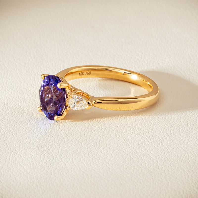 18ct Yellow Gold 2.04ct Tanzanite & Diamond Ayla Ring - Ring - Walker & Hall