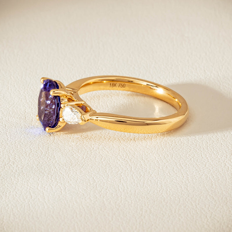 18ct Yellow Gold 2.04ct Tanzanite & Diamond Ayla Ring - Ring - Walker & Hall
