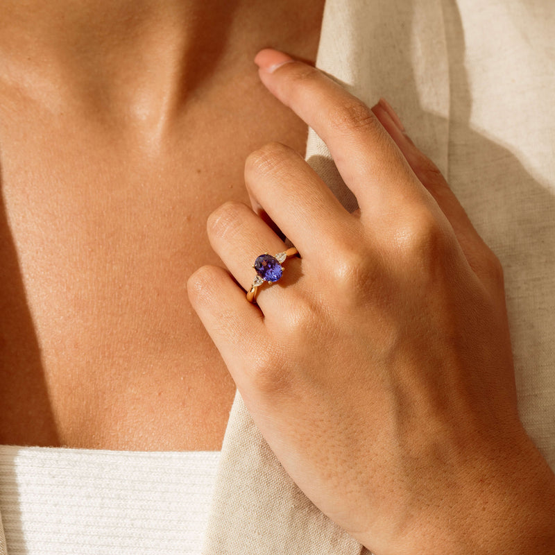 18ct Yellow Gold 2.04ct Tanzanite & Diamond Ayla Ring - Ring - Walker & Hall