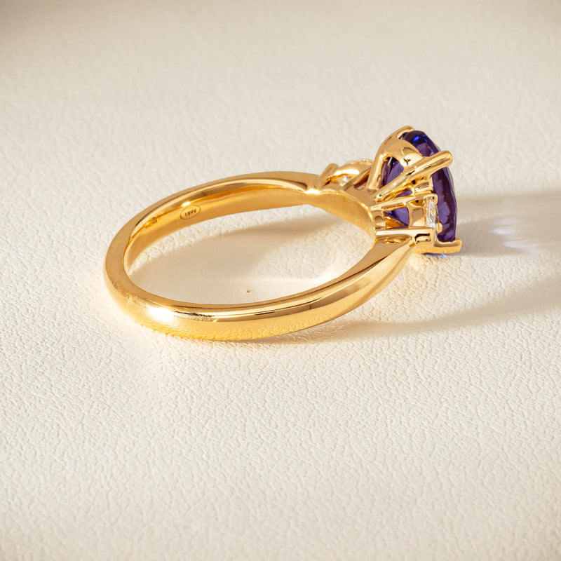 18ct Yellow Gold 2.04ct Tanzanite & Diamond Ayla Ring - Ring - Walker & Hall