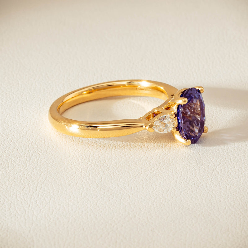 18ct Yellow Gold 2.04ct Tanzanite & Diamond Ayla Ring - Ring - Walker & Hall