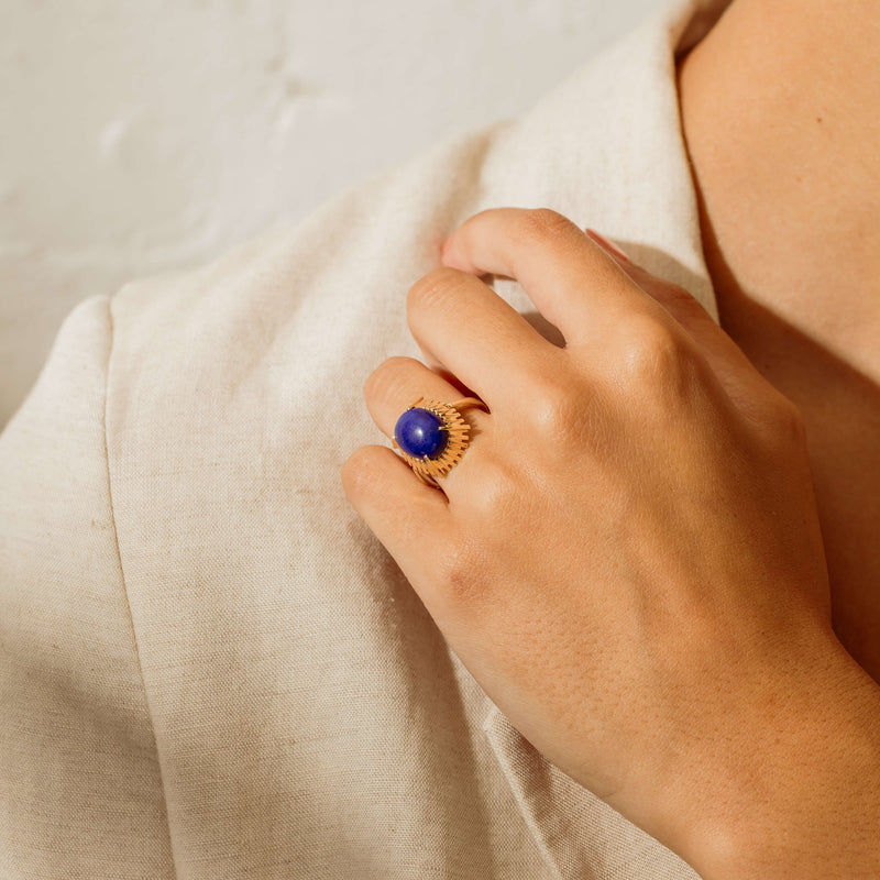 9ct Yellow Gold Lapis Meteor Ring - Ring - Walker & Hall