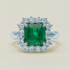 18ct White Gold 3.41ct Emerald & Diamond Cluster Ring - Ring - Walker & Hall