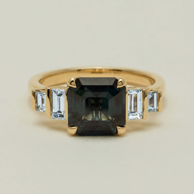 18ct Yellow Gold 3.06ct Teal Sapphire & Diamond Daphne Ring - Ring - Walker & Hall