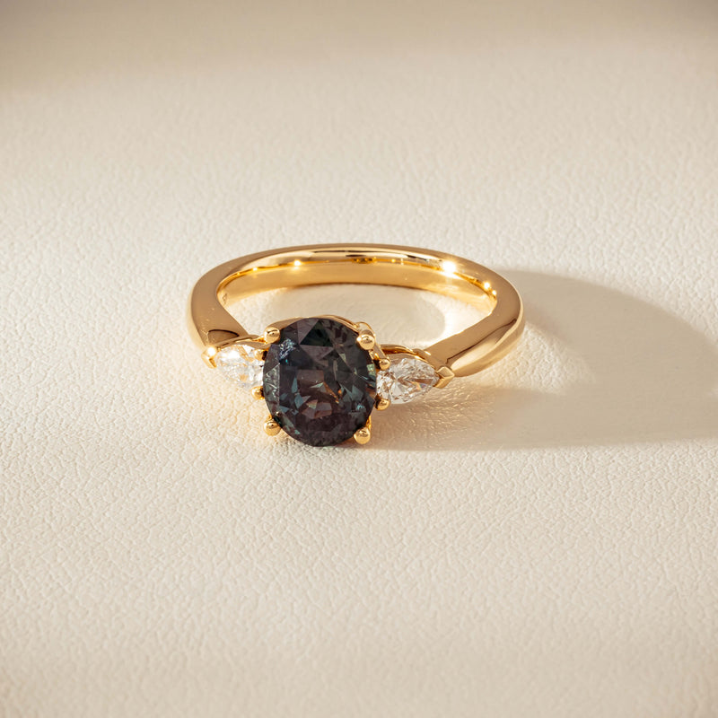 18ct Yellow Gold 2.63ct Green Sapphire & Diamond Ayla Ring - Ring - Walker & Hall