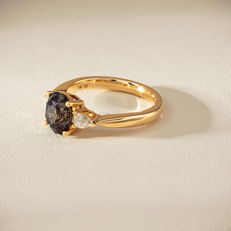 18ct Yellow Gold 2.63ct Green Sapphire & Diamond Ayla Ring - Ring - Walker & Hall